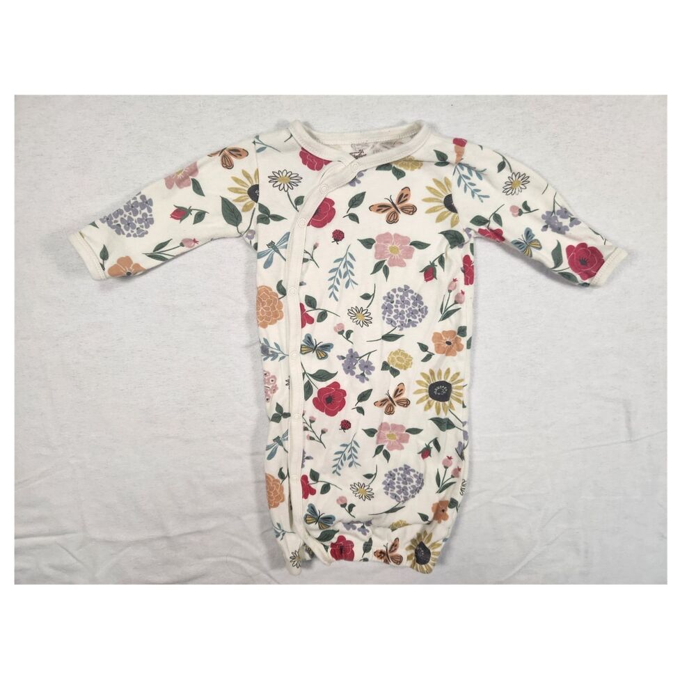 Touched by Nature Organic Cotton Floral Long Sleeve  0-6M Snap Bodysuit